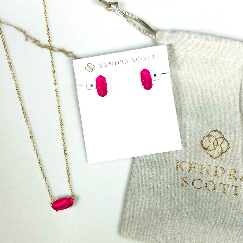 Kendra Scott Pink Azalea Illusion Necklace & Earring Set